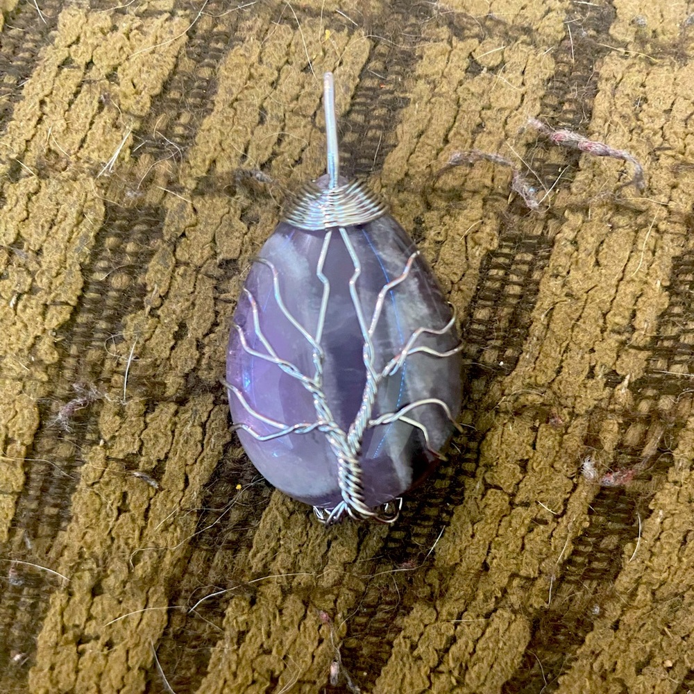 Hand crafted tree of life amethyst pendant